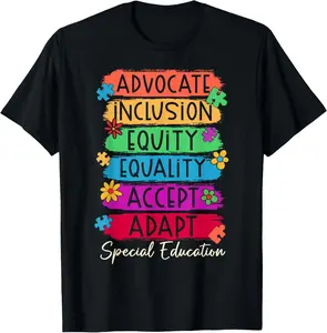 Special Education SPED Teachers Autism Teacher Inspirational T-Shirt Summer Gift Short Sleeve Adult Shirt, Pure Cotton Men's and Women's Tops
