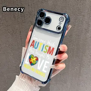 Phone Case Compatible with iPhone 17 Pro Max 16 15 Plus Air 14 13 12 11 E  Autism Love Silence Clear Protective Four Corners Air Cushion Anti-drop Shockproof Cellphone Casing