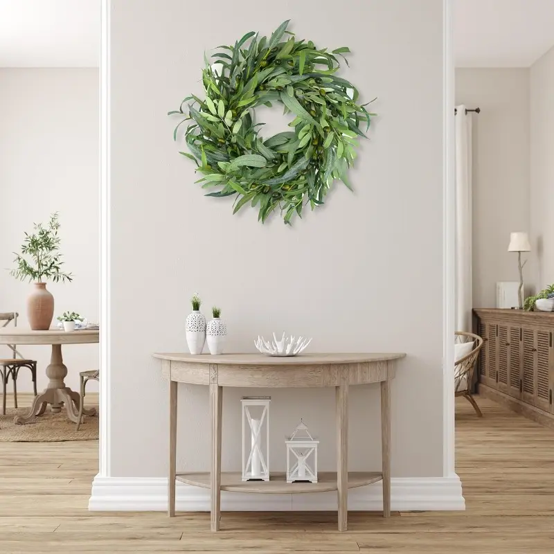 Spring and Summer Olive Garland Door Decor - Retro Olive Branches with Fruits. Artificial olive leaf garlands are suitable for indoor and outdoor door wall decorations, as well as for wedding, Valentine's Day and festival arrangements in hotels and restau