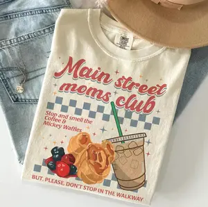 Retro Main Street Mom Club Shirt, Mom Comfort Colors/Gildan Tee, Waffles Coffee Shirts, Trip Family Vacation Tees