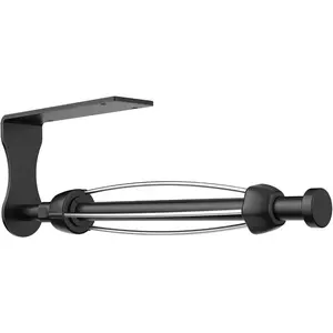 Paper Towel Holder, Single Hand Operable Paper Towel Holder Under Cabinet with Adjustable Damper, Easy Tear, Wall Mount, Self-Adhesive or Drilled for Kitchen Bathroom, Black