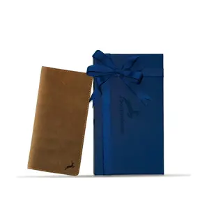 Deerhandmade Slim Long Travel Leather Wallet (Cash Wallet, Holds 15-18 Cards, 4 Flat Pockets, 1 ID Windows) Wallet Card Holder with 3 Years Warranty; A Perfect Bifold Wallet Gift.