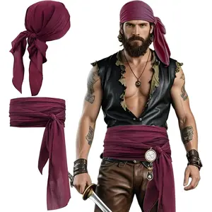 Pirate Bandana  Scarf and Sash for Men Women  Headwrap  Belt Headband