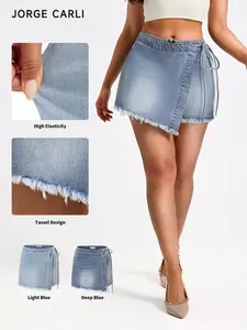 JORGE CARLI Women's Fashionable A-Line Slim Fit Vintage Denim Skirt, Retro Style Short Skirt, Trendy and Versatile Dressing