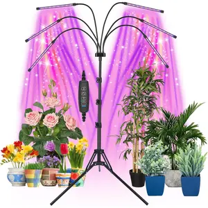 Grow Lights for Indoor , LED Grow Light Stand, Red Blue Yellow Full   Lamp with Adjustable Tripod, Color Changing Dimmable Vegetative Lamp with Auto On Off Timer (Type A)