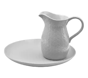 Temp-tations Carved Willow Nostalgic Pitcher and Platter Set Temp-tations Carved Willow Nostalgic Pitcher and Platter Set