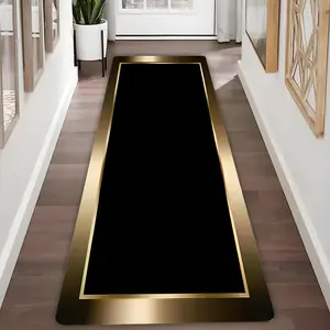 Luxurious Geometric Print Rug, High-Quality Flannel Long Strip Carpet, Non-Slip, Suitable for Hallway Bedroom Living Room