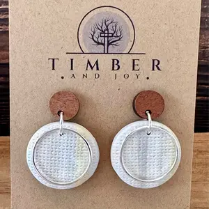 Handmade Clay Earrings w/Wooden Studs