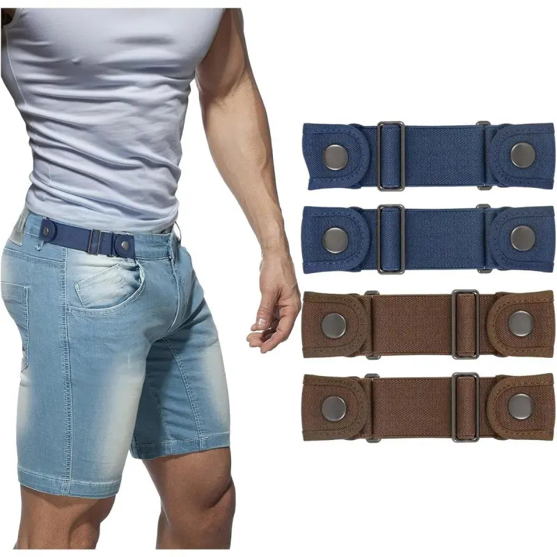 No Buckle Belts for Men Women Side Belt without Buckle Elastic Stretch Adjustable Belt Invisible No Buckle Belt
