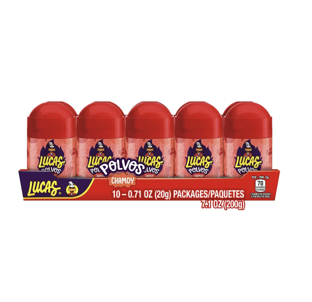 Lucas Powder Chamoy Flavored Candy, 0.71oz - 10 Pieces Pack for Treats, Fruit, Parties, Piñatas – Perfect treat for Easter Baskets sour powder  Bonbon Snack