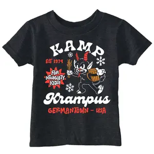 Toddler Funny T Shirts Kamp Krampus Sarcastic Christmas Graphic Novelty Tee For Young Kids Funny Toddler Shirts Christmas Apparel for Toddler Childrens Graphic Tees Black -