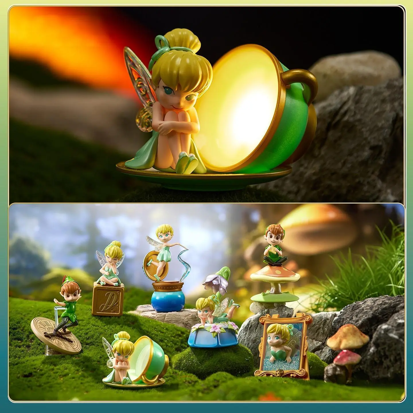 Disney Peter Pan Lost Treasures Series PVC-ABS Functional Blind Box Figurines - Cute Cartoon Character Art Toy, Neverland-Themed Cute Collectibles with Tinkerbell, Blind Bag Collecting
