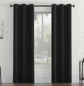 Arlo 2-Pack Textured Thermal Insulated Grommet Curtain Panel Pair Black, 40" W x 84" L