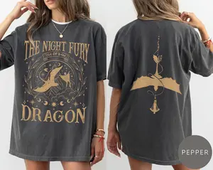 [Sale off up to 50%] Comfort Colors® Night Fury Dragon Two-Sided Shirt , How To Train Dragon Gift, Gift For Dragon Lovers, HTTYD, Graphic Streetwear T-shirt