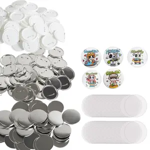 fathersdaygift VEVOR 200 Sets 3 inch 75mm Pin Back Button Parts, DIY Round Button Badge Parts, Set Includes Metal Top, Plastic/Metal Button, Clear Film, and Blank Paper For Gifts Presents, Machine NOT Included