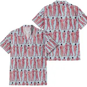 Hawaiian Shirt Funny Cartoon Art 3D Print – Aloha Button Down Summer Beach Outfit, Vacation Shirt, Unisex Casual Resort Wear Tropical Menswear