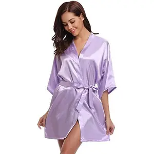 Satin Robe Female Intimate Lingerie Sleepwear Silky Bridal Wedding Gift Casual Kimono Bathrobe Gown Nightgown Sexy Nightwear