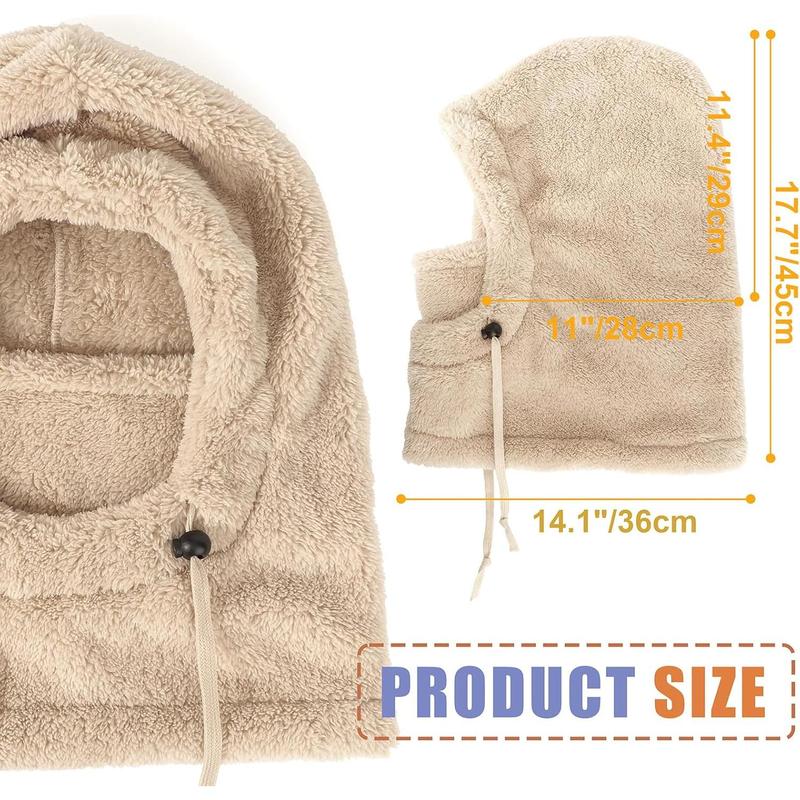 Unisex Insulated Windproof Ski Mask Winter Warm Hooded Scarf Fleece Balaclava Hat for Men Women One Size Fits Most Multi-functional Adjustable Drawstring