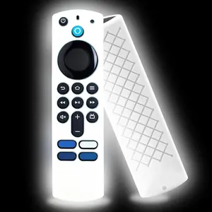 Firestick Glow in the Dark Case - 4K Remote Cover, Anti-Slip  Sleeve (White, 1 count)