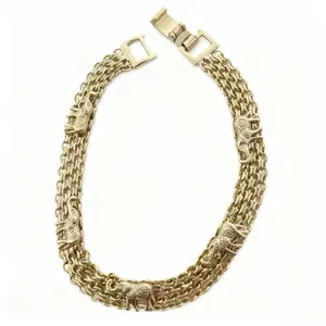 2026 Elephant Bracelet Unisex Gold Plated 7 Inches Long Lucky Charm Gift for Birthday Christmas or Everyday Wear