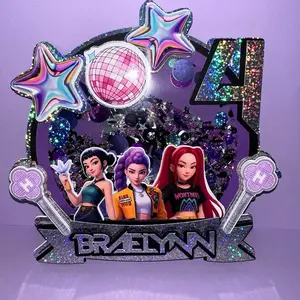 K-Pop Cake Topper SHAKER Personalized Birthday Cake Decoration 7" x 8" Acrylic Stick Included Custom Made for Each Customer
