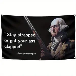 [Funny |   Tapestry] 3X5Ft Funny Tapestry |   Stay Strapped Or Get Clapped Flags For College Dorm Man Cave Wall Decoration |   Metal Smooth Meme Tapestry Home College