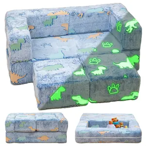 Kidmoze Play Couch,Glow in The Dark Play Couch Couch,Nugget Couch,Convertible Fold Out Play Foam and Floor Cushion for Bedroom and Playroom