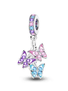 Butterfly & Flower Design Pendant, Charms, 1 Count Fashionable Jewelry Accessories for Women & Girls, Trendy All-match & Exquisite Diy Jewelry for Birthday Gift