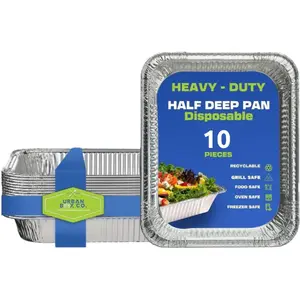 Urban Box Co. Full Size Medium Deep Aluminum Foil Pan, 9x13 Steam Table Chafing Tray, Heavy Duty, Disposable for Restaurants, Caterers. Ideal for Roasting, Cooking