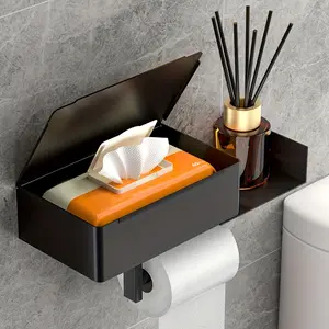 Wall-Mounted Bathroom Paper Holder, No-Drill Toilet Paper Rack, Personal Privacy Paper Dispenser, Wet Wipe Box, Convenient Roll Holder