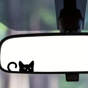 Tt014 Curious Cat Mirror Decoration Sticker, Vinyl Material, Easter Egg Theme, Indoor Decor, Car Mirror Accessory, Car Decals