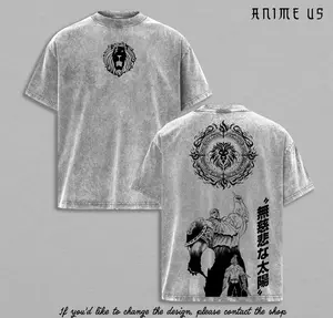 Escanor Seven Deadly Sins T-Shirt The One Form Cruel Sun Lion Crest Vintage Washed Oversized Anime Streetwear Heavy Cotton Dark Aesthetic Unisex Retro Graphic Tee Gift For Anime Fan