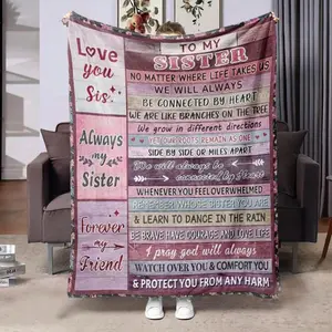 Letter To Sister Pattern Blanket, Soft Warm Throw Blanket, Air-Conditioned Room Blanket, Warm Nap Blanket For Home Office Travel