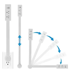 Rotating Power Strip Outlet Extender – 2 AC Outlets + USB-C/USB-A Ports, 34" Extension, Space-Saving Design, TikTok# 1 Outlet Hack, Home & Office Use
