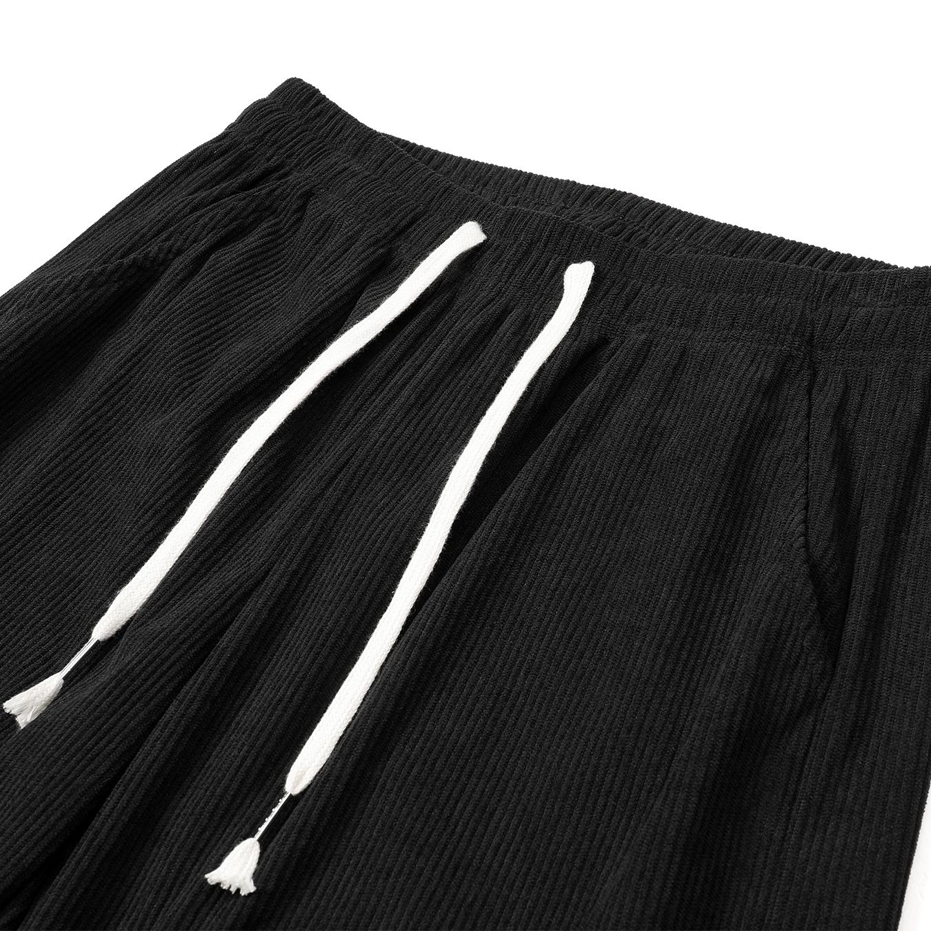 Men’s corduroy drawstring pants, casual straight-leg corduroy trousers with elastic waist, soft breathable loungewear for everyday wear and home