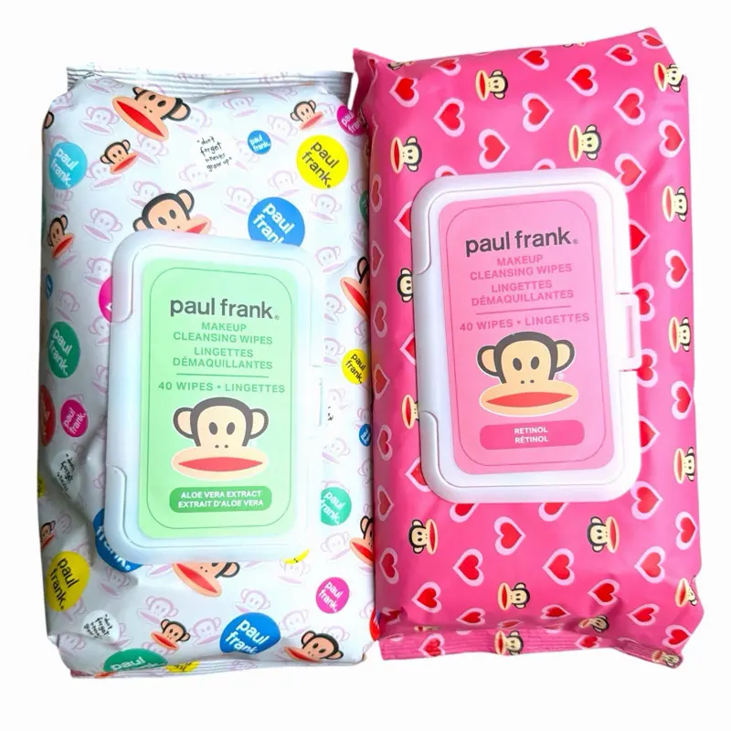 Make up cleansing wipes 40ct Paul frank retinol, or aloe vera extract, moisturizing cleansing wipes