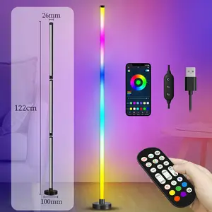 BORNERWHITE Floor Lamp, LED Corner Lamp Works with Alexa, Smart Modern Floor Lamp with Music Sync and 16 Million DIY Colors, Color Changing Standing Floor Lamp for Bedroom Living Room