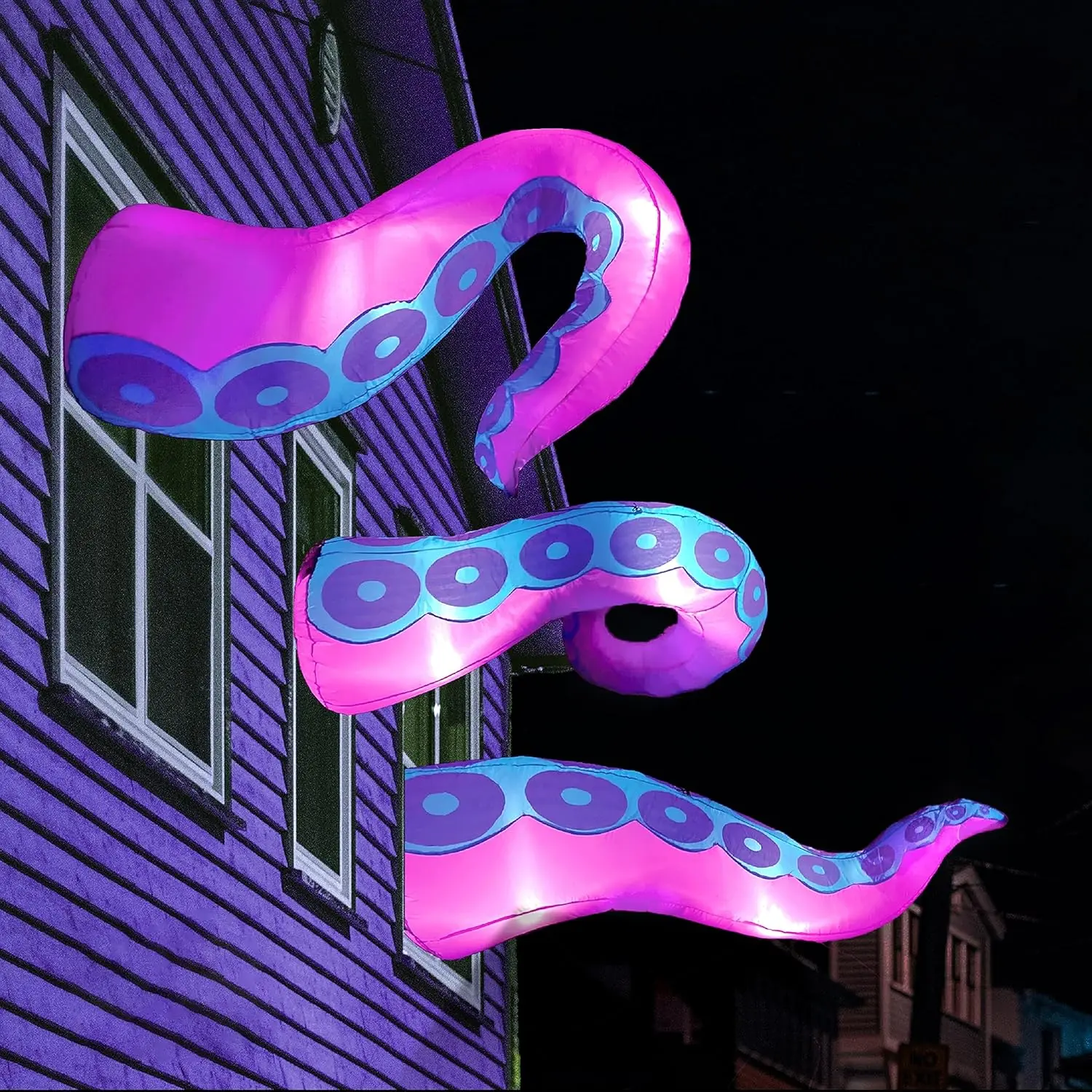 Joiedomi 3 Pcs Halloween Inflatables Octopus Tentacle Outdoor Window Decorations, Octopus Legs with Build-in LEDs, Halloween Front Door Window Roof Prop, Outdoor Holiday Blow up Decor for Garden Lawn
