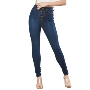Jeans Vibrant Azul Oscuro SKINNY de varios botones- P1114 Dark Blue Skinny Fit Jeans for Vibrant Style
