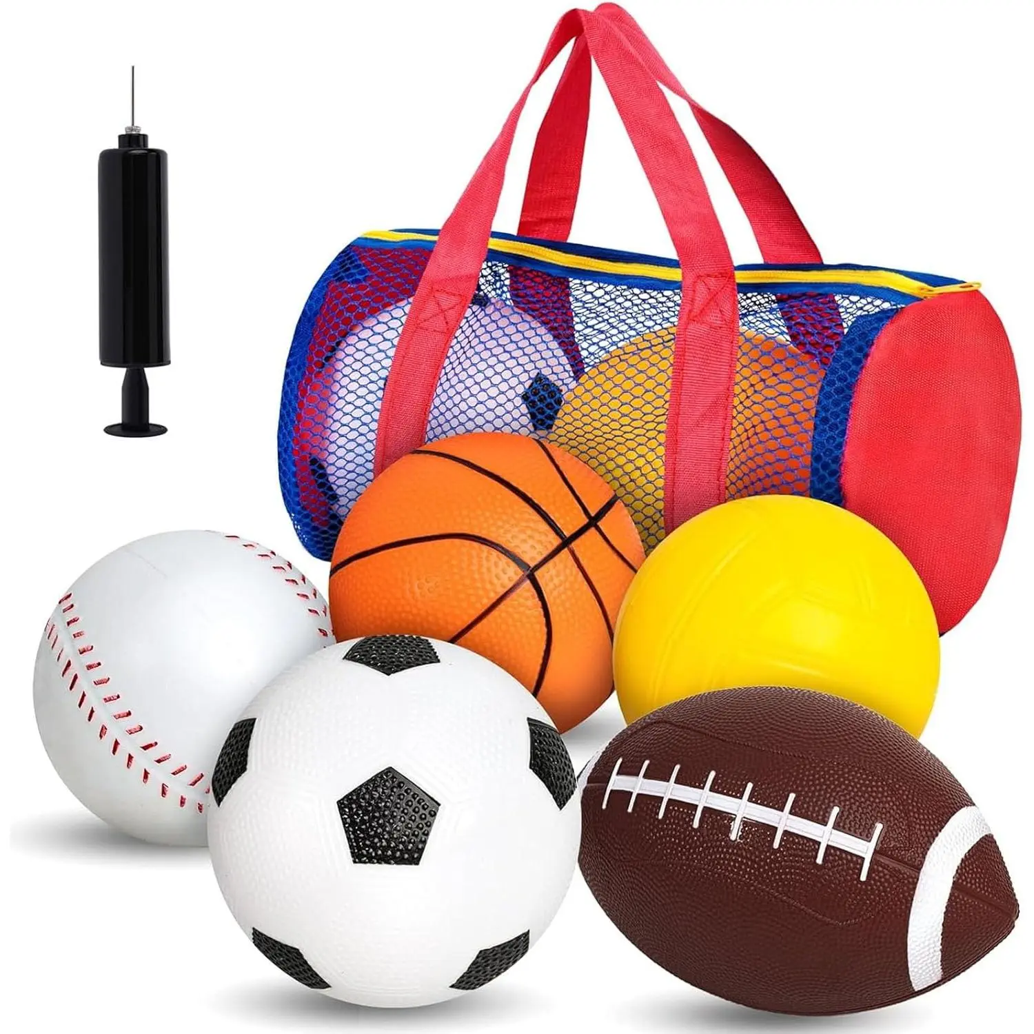 Sports Balls for , 5 Pack Inflatable Playground Balls Rubber Kickballs Dodgeballs with Duffle Bag, for   Indoor Outdoor Toys