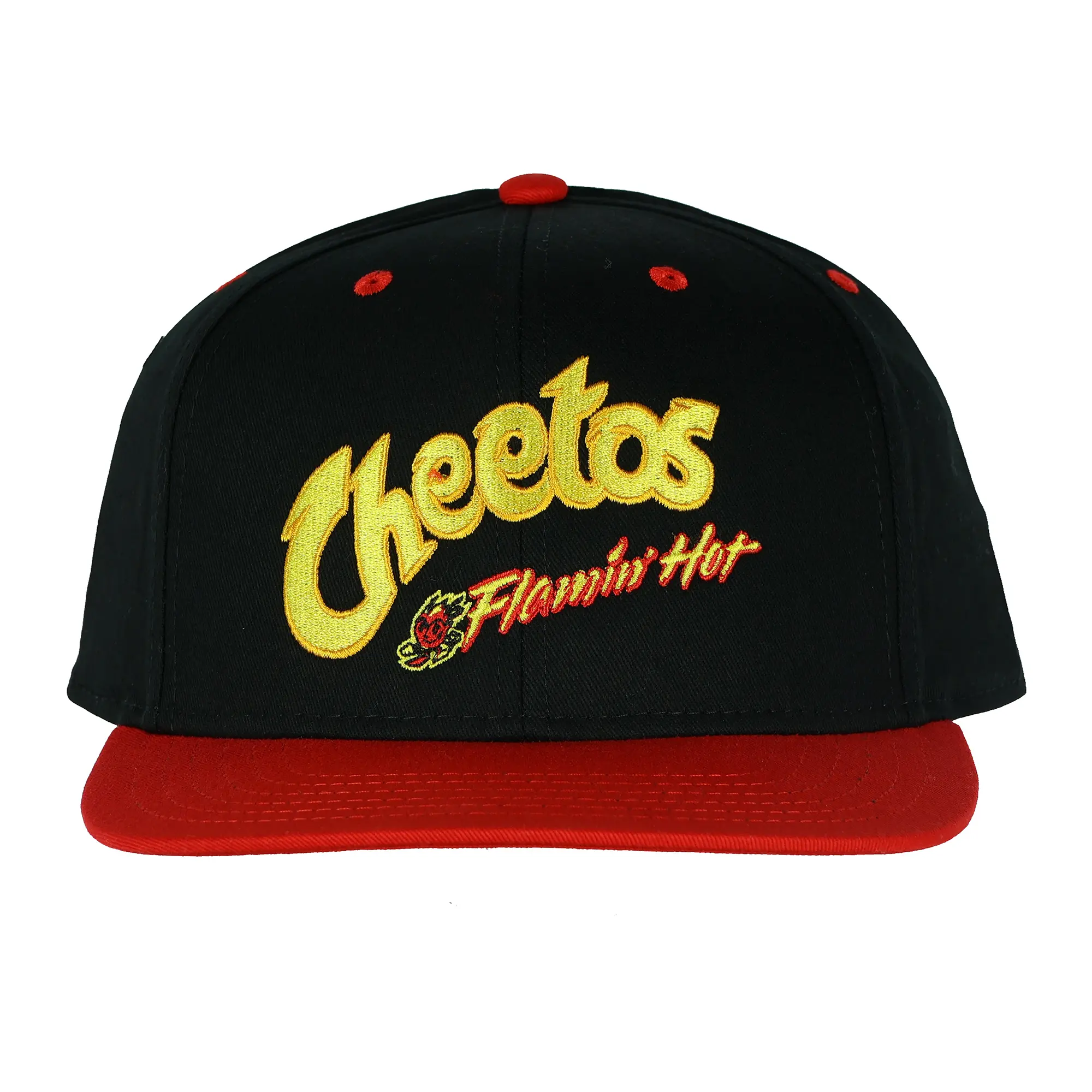 Cheetos Flamin' Hot Flat Brim Snapback Cap - OSFM, Adjustable Size, Bold Logo, Casual Outfits Cap, Fashionable Hats, Flat Brim Hats, Everyday Wear