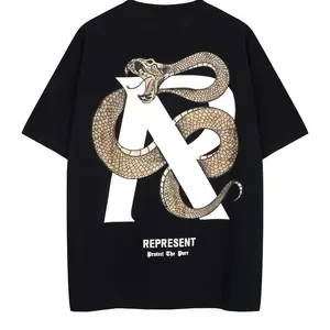 Mens REPRESENT London Limited Edition Snake King Logo Slogan T-shirt Black