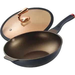 Nonstick Wok with Lid 12 inch Induction Wok for Electric Gas Stove PFOA Free