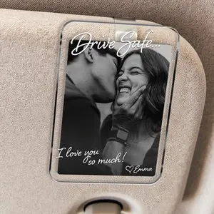 Custom Photo Car Visor Clip Gift for Him, Drive Safe Gift, Custom Couple Photo Keepsake Gift, Valentine’s Gift for Boyfriend or Husband