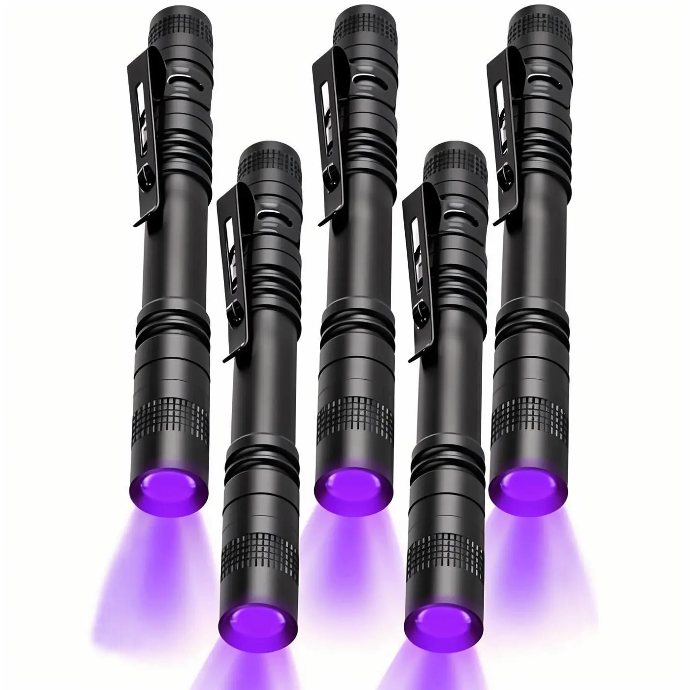 VASTFIRE High Lumen Aluminum Alloy UV Flashlight - 5/2/1 Modes, Clip-On, 13.2cm Mini Portable, Battery-Compatible Black Light Torch, Tools and Gadgets, Tactical Gear, High-Powered Standard Torches for Currency Check, Bed Bug Scan, High-Powered Portable St