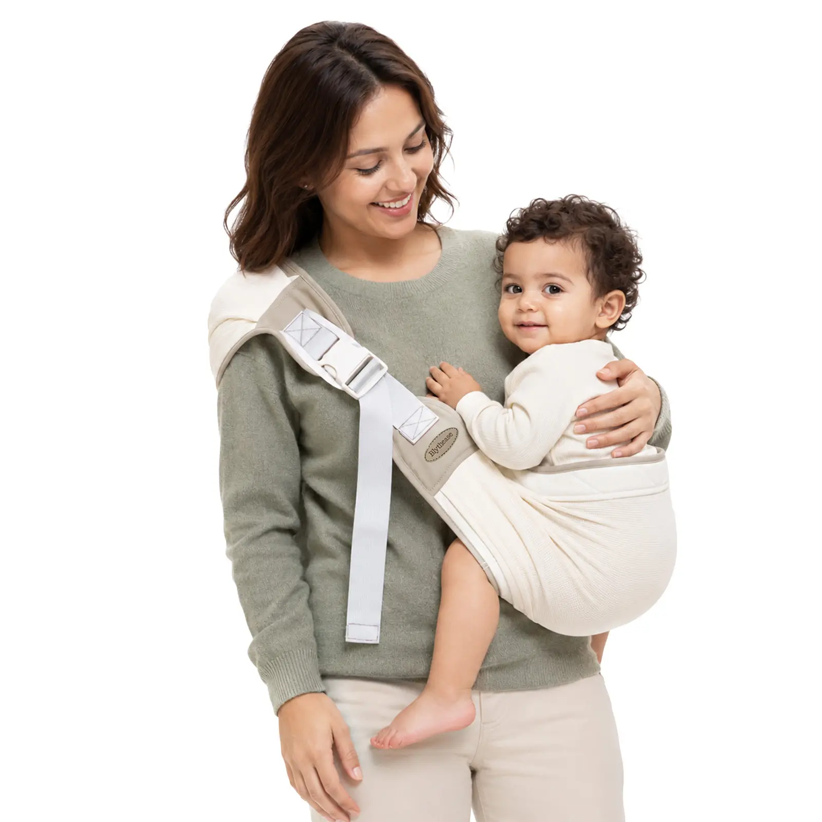 Blythease Baby Sling Carrier to Toddler with Double Safety Buckle and Adjustable in Both Front and Back Shoulder Strap(25-60lbs),Comfortable Baby Sling for Hands-Free Carrying