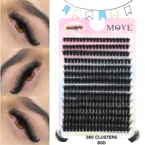 DIY 3D Eyelash Clusters 80D D Curl Volume Lash Extensions, Fluffy Lash Clusters, Perfect Density Lashes, Makeup Eyelashes Extension, Reusable Natural to Glam Look, Best Lash Clusters, Perfect for Daily Wear, Weddings, Holidays