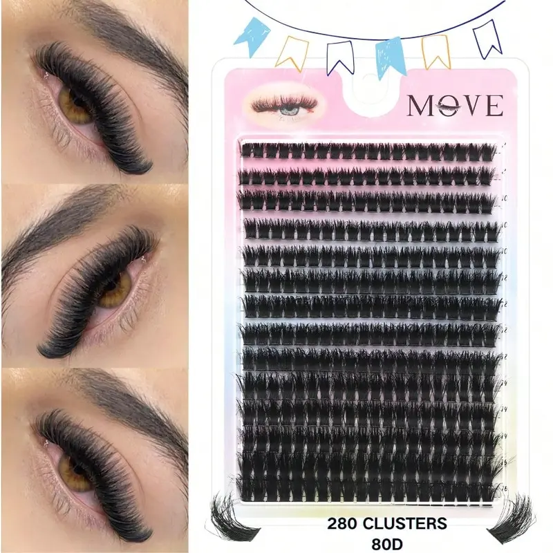 DIY 3D Eyelash Clusters 80D D Curl Volume Lash Extensions, Fluffy Lash Clusters, Perfect Density Lashes, Makeup Eyelashes Extension, Reusable Natural to Glam Look, Best Lash Clusters, Perfect for Daily Wear, Weddings, Holidays