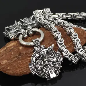 Vintage Nordic Viking Wolf Head Pendant Necklace |   Men's Alloy Jewelry