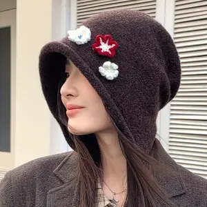Women'S Beanie Hat - Soft Stretchy Winter Beanie with Floral Accents, Elastic Drawstring Closure, Compact & Portable for Everyday, Parties, Formal Events - Cute Floral Beanie for Women, Party Accessory, Playful Design, Comfortable Fit, Casual Wear, Stylis